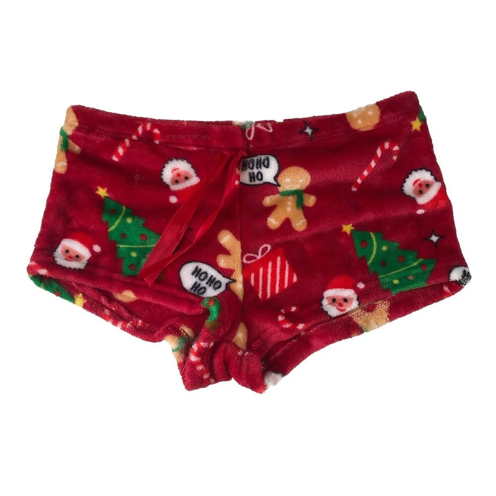 Weekending Women’s Lounge Shorts Santa Gingerbread Tree Size Medium